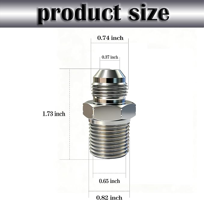 1/2" JIC Male x 1/2" NPT Male Hydraulic fitting, Carbon Steel SAE 37°Flare Pipe Adapter Tube Fitting Straight Union Connector