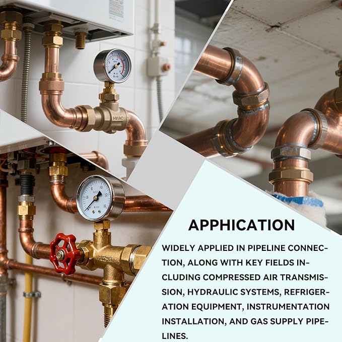 3/8 & 3/4 HVAC Copper Fittings Kit, Lines Set Fitting Kit for AC with Copper pipe Coupling & Elbow, Air Conditioning Refrigeration Liquid & Suction Lines Tubing Pipes for Central/Split A/C systems
