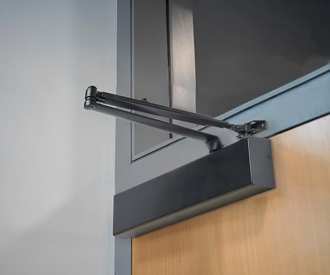 Heavy Duty All in ONE COMM Closer with MOUNTING Plate UL Listed, Aluminum (Matte Black)