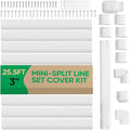 3" 25.5Ft Mini Split Line Set Cover, PVC Ductless Air Conditioner Decorative Pipe, Pump Covers, AC Line Cover Kit, for Outside Units Air Conditioners & Heat Pumps, All in One Set