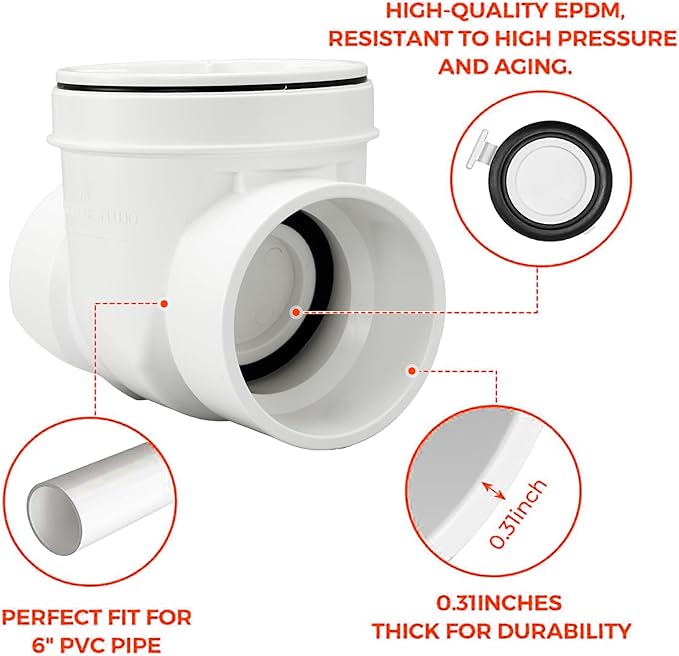 6 Inch Pvc Backwater Valve,Sewer Check Back Flow Preventer Drain Backflow Preventer Valve,Prevent Sewage And Rainwater From Flowing Backflow (6 inch)