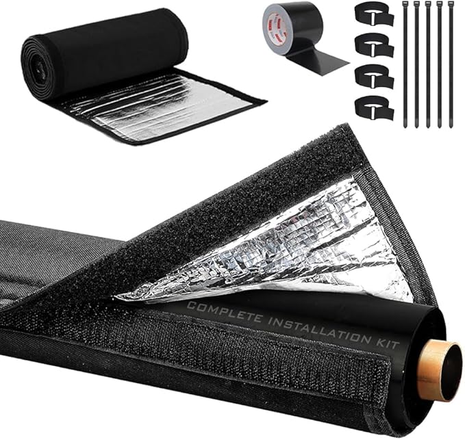 HVAC Copper Pipe Insulation Cover with UV Resistant Tape, AC Pipe Insulation Covers for Outside, Copper Line Insulation Sleeve for Central Air Conditioning Mini Splits, 72''x10.2'', 600D Oxford