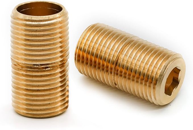 (2 pcs) Brass Pipe Adapter Plumbing, G Thread 1/2" Male to NPT Thread 1/2" Male Pipe Fitting Adapter, 1.5 inch Length, Seamless and Leakproof (1.5" Length)