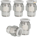 MECCANIXITY 5 Pcs NPT Push to Connect Air Fittings, Male Straight 1/2" Tube OD x 3/8" NPT Thread Air Quick Connector Coupling Adapter for Gas Hose Pneumatic Tools White