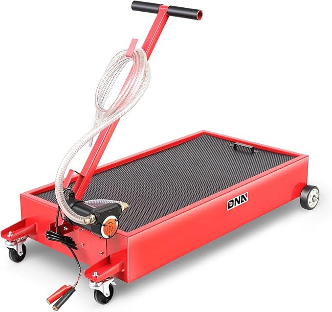 DNA Motoring 20 Gallon Electric Oil Drain Pan with Pump, Evacuation Hose, T-Handle, Low Profile for Trucks Buses RVs, TOOLS-00385