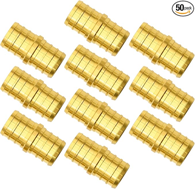 10 Pack 3/4" PEX Fittings, Brass Straight Coupling Fittings, for PEX Tubing Pipe