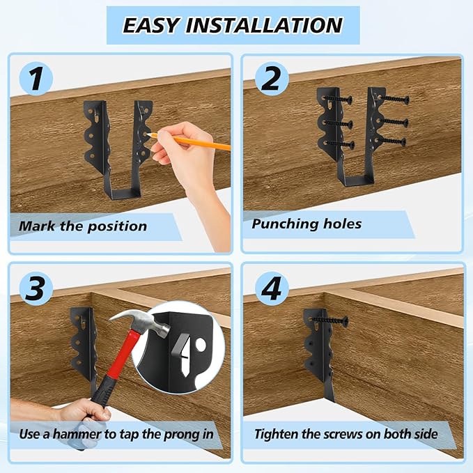 32 Pcs 2"x 6" Joist Hanger,Q235B Steel Face Mount Joist Hangers,Black Powder Coated Hurricane Ties for Rafter, Rafter Brackets for Floor, Deck and Ceiling Joists