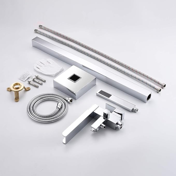 Freestanding Tub Filler Waterfall Bathtub Faucet Chrome Floor Mount Brass Single Handle Bathroom Faucets with Hand Shower