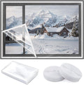 Window Insulation Kit 63 in x 10 ft Cuttable Transparent Film 180μm Thick Reusable Plastic Wrap with Adhesive Straps for Winterizing Thermal Insulation to Keep Cold Out