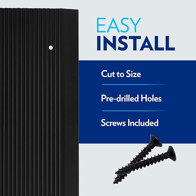 Premium Aluminum Door Threshold - Door Saddle Flat Utility ADA Wheelchair Compliance - Black Anodize, 10" Wide x 48" Long