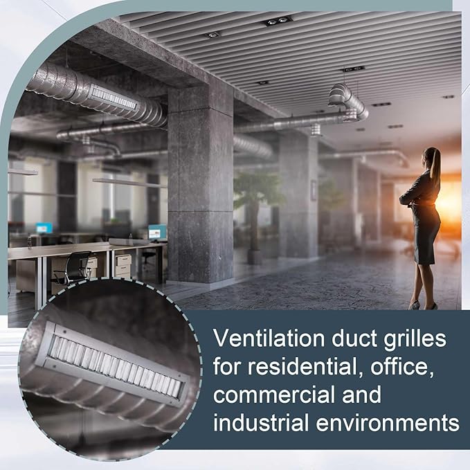 17" x 3" Inch Louvered Air Return Vent Cover for Round Ducts from 6.30" to 15.74" Inches Galvanized Steel with Adjustable Louver Blades, HVAC Pipes Air Supply Exhaust Register Grille