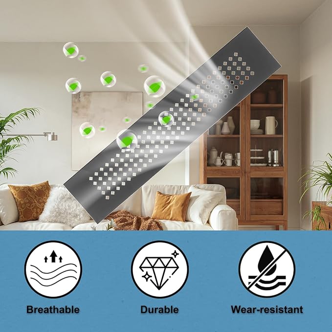 PATIKIL 10 x 2 Inch Door Air Vent Cover, 3 Pcs Aluminum Grille Ventilation Cover Louvered Diamond Hole with Mounting Screws for Cabinet Wardrobe Ceiling Door, Black