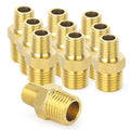 TAISHER 10PCS Brass Pipe Fitting, Reducer Adapter, Hex Nipple, 1/2-Inch Male Pipe x 3/8-Inch Male Pipe