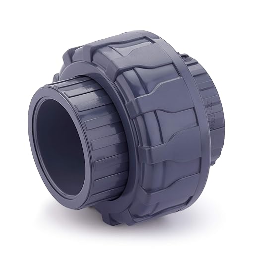 Hydroseal PVC Pipe Fitting, 2" Union JETSTREAM, Schedule 80, Grey, EPDM O-Ring, Socket x Socket, F1970, SCH80 (2")