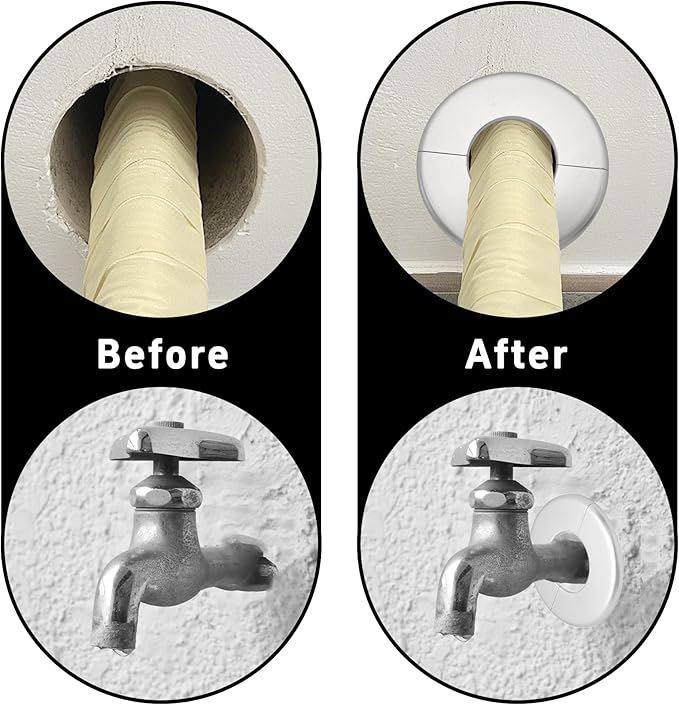 2PCS bociloy 51mm/2" ID Wall Split Flange, Silver ABS Round Self-Adhesive Escutcheon Plate, Wall Hole Decoration Cover, Water Pipe Plate Cover