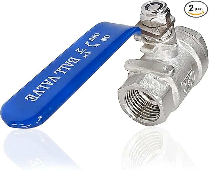 1/2 Inch Female NPT Ball Valve, 304 Stainless Steel Heavy Duty Full Port 1/2" Shut Off Valve for Water Oil Gas with Long Handle,1000 WOG (1pcs, 1/2" FNPT X FNPT)