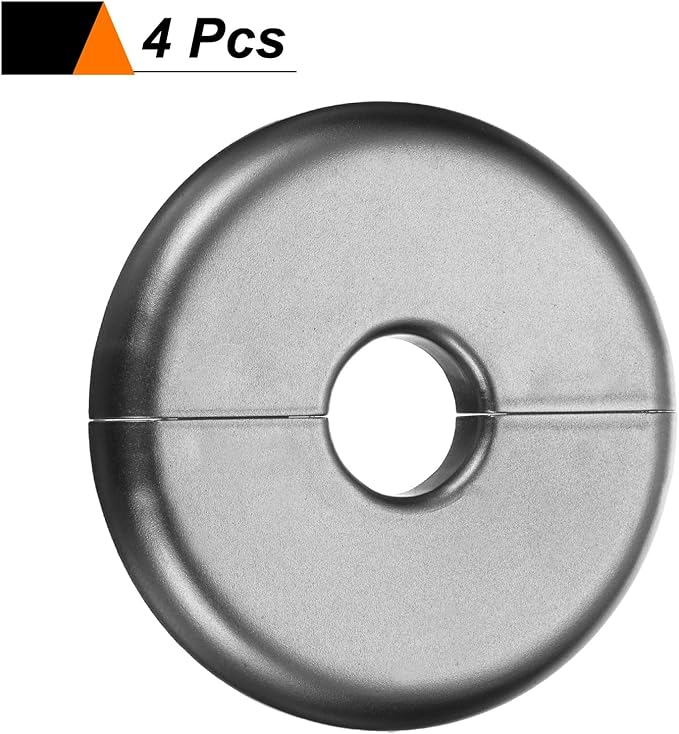 HARFINGTON 4pcs Wall Split Flange 17mm/0.7" Self-Adhesive Plumbing Cover Plates ABS Plastic Round Escutcheon Plate Buckle Design for Water Pipe Bathroom Kitchen Decoration, Gray