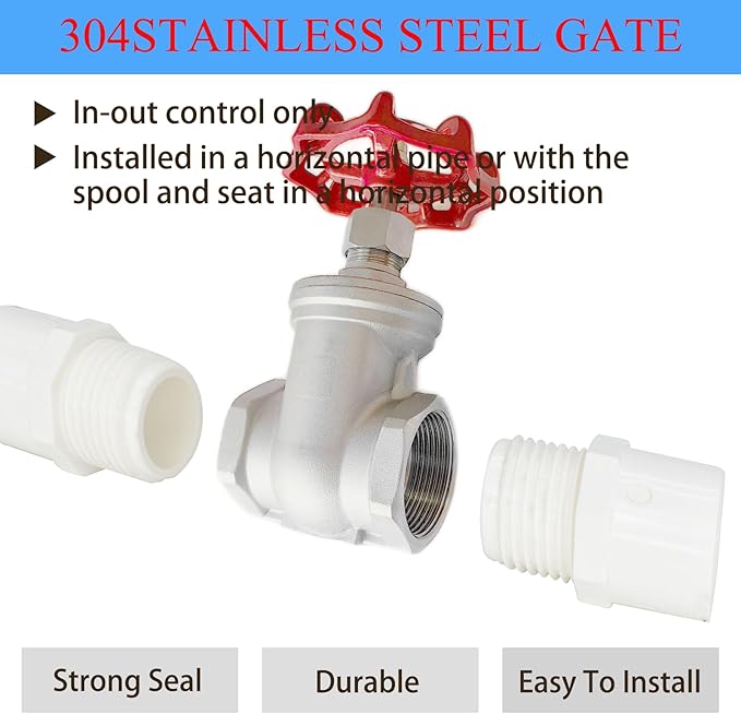 304 Stainless Steel Gate Valve DN80, 3" NPT Stainless Steel Female Threaded Rotary Globe Valve for Water Flow Switches, Fuel Water Vapor, Air Switches, Air Compressors and Sump Pumps, etc