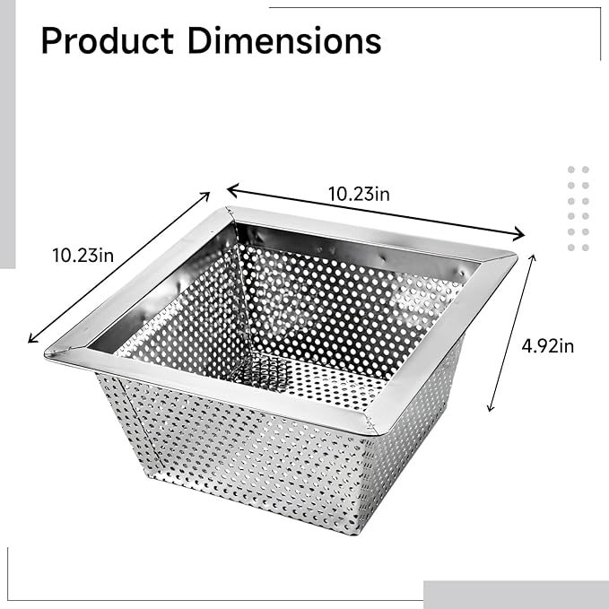 Generic Kitchen Drain Strainer Basket, Stainless Steel 10 in X 5 in, Anti-Clogging Solution for Home Or Commercial Use
