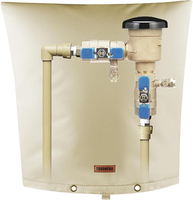 Backflow Preventer Pipe Insulation Cover (5°F) - Irrigation Sprinkler Valve Insulated Pouch - Water Well Pump Cover - Sturdy 5 Layers for Winter Freeze Protection, 36" W x 36" H, Beige