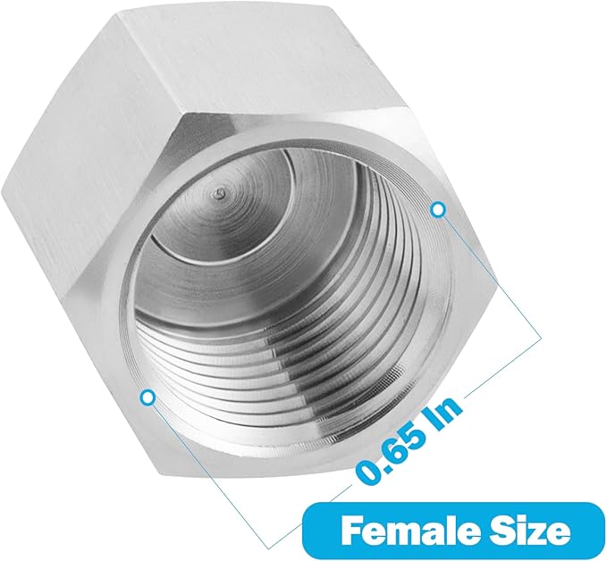 Yoebor 304 Stainless Steel Pipe Fitting Hex Cap Heavy Duty 3/8" NPT Female (Pack of 2)