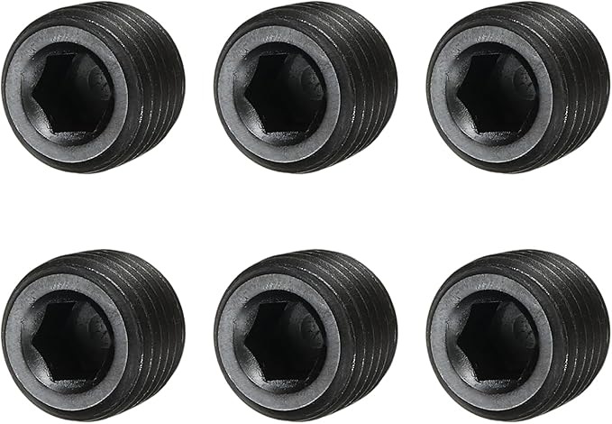 Pipe Plug Carbon Steel Internal Hex Thread Socket Pipe Plug Fitting - Fitting for (Sealing Port - Air Tanks - Water Outlets) 1/4 Inch NPT Male & 6 Pack
