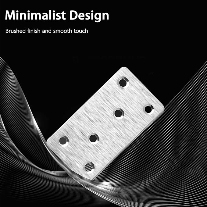 4 Pcs Mending Plate, 3.94 x 1.97 inch Stainless Steel Flat Plates with Holes, Straight Metal Mounting Braces Brackets Kit for Furniture, Wood Joint Connector (Silver, 3.94 inch)