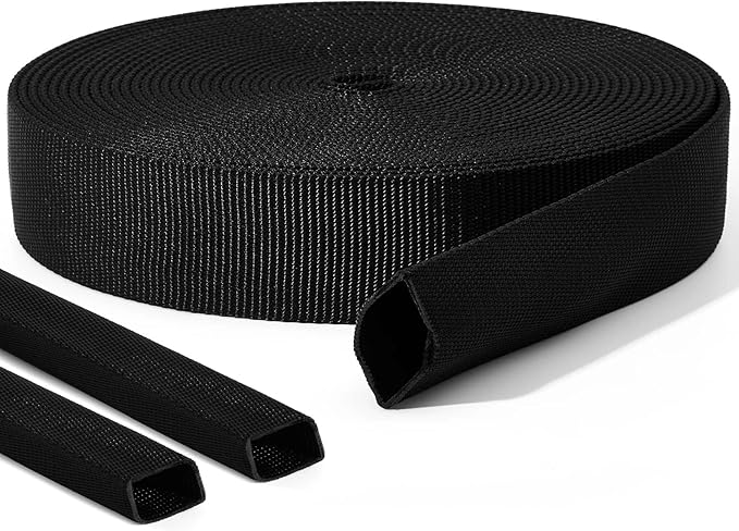 Hanaive 26 ft Nylon Hydraulic Hose Protector Sleeve Tig Torch Cable Cover Black Protective Cover Hose Sheath Hydraulic Wrap Cutting Wire Sheath Sleeve Management Wrap for Cord Tig(1 Inch Id)