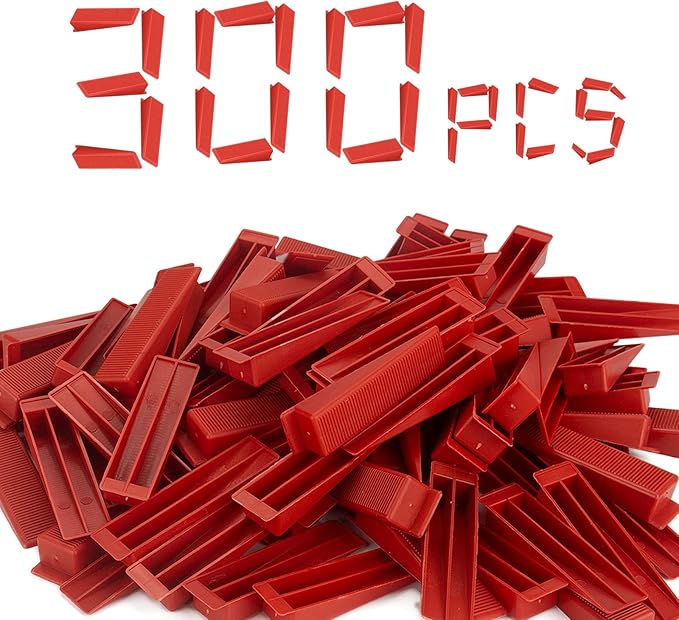 300 Pcs Tile Leveling Wedges Reusable Tile Wedges Suitable for 1/8" spacers, 1/16" spacers, 1/32" spacers Tile Leveling System, Tile Leveler Installation