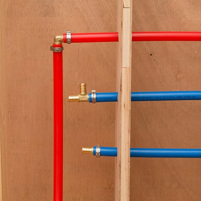(Pack of 36) 1/2" PEX Fittings,90 Degree Elbow (12 PCS) + Tee (12 PCS) + Straight Coupling (12 PCS),Pex Brass Crimp Fitting Combo for PEX Pipe Tubing Connection,ASTM F1807