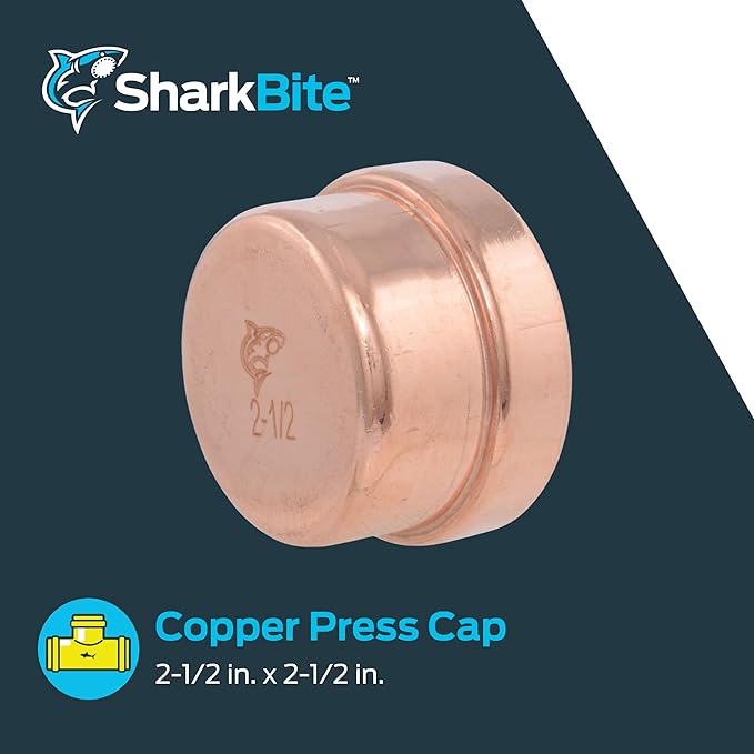 SharkBite 2-1/2 Inch End Cap, Copper Press Plumbing Fitting, UPR0467