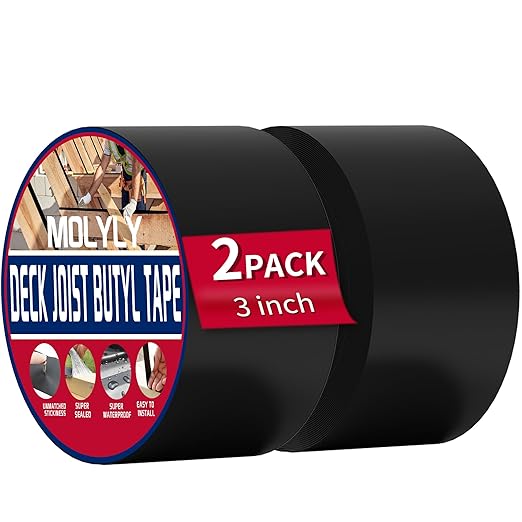 Deck Joist Tape 3''×50', Waterproof Seal Antiseptic Butyl Tape, Self-Adhesive Flashing Joist Tape for Decking Wood Decks Beams Roof