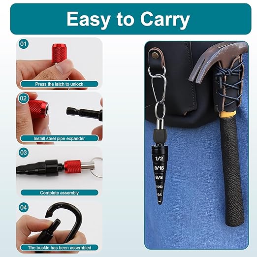 HVAC Flaring Tools, Swaging Tube Repair Air Conditioner Copper Pipe Expander Flaring Swaging Drill Set Copper Tubing Tool with 1/4" 3/8" 1/2" 5/8" 3/4" Bits (2Sets HVAC Tools with Holder & Carabiner)