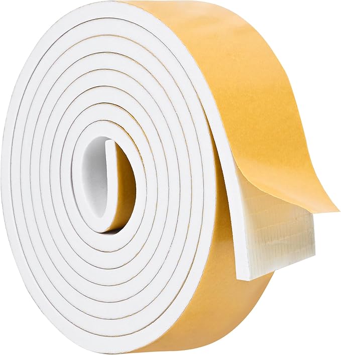 ToLanbbt White Door Window Weather Stripping Self Adhesive Foam Tape High Density Foam Sealing Strip Window Insulation Weatherproof Gasket Tape for Doors and Windows (2" W X 1/4" T X 10')