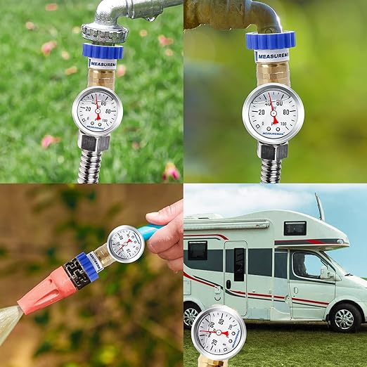 MEASUREMAN Lead-Free Brass Water Pressure Regulator, Garden Hose Pressure Regulator, Pressure Reducer with Pressure gugue, for RV, Camper, Trailer, Garden, Plumbing System