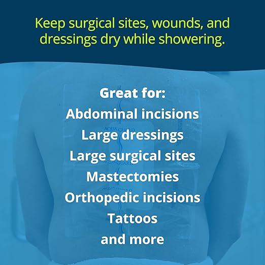TIDI 50013-PKG AquaGuard Sheet – 12” x 24” – (Area of Coverage: 9.75” x 22”) – Shower Protection Sheet – Self-Adhesive Moisture Barrier – Wound Cover for Showering – 7 Sheets – Home Medical Supplies