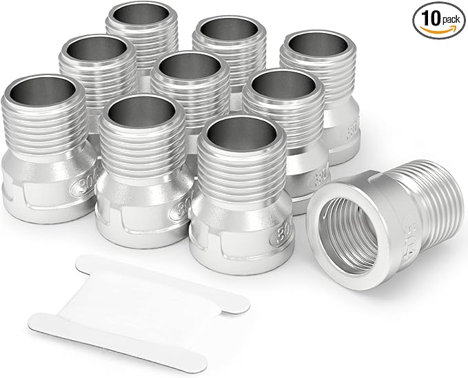 TAISHER 10PCS 304 Stainless Steel Pipe Fitting, Reducer Adapter, 1/4" Male NPTx 1/4" Female NPT