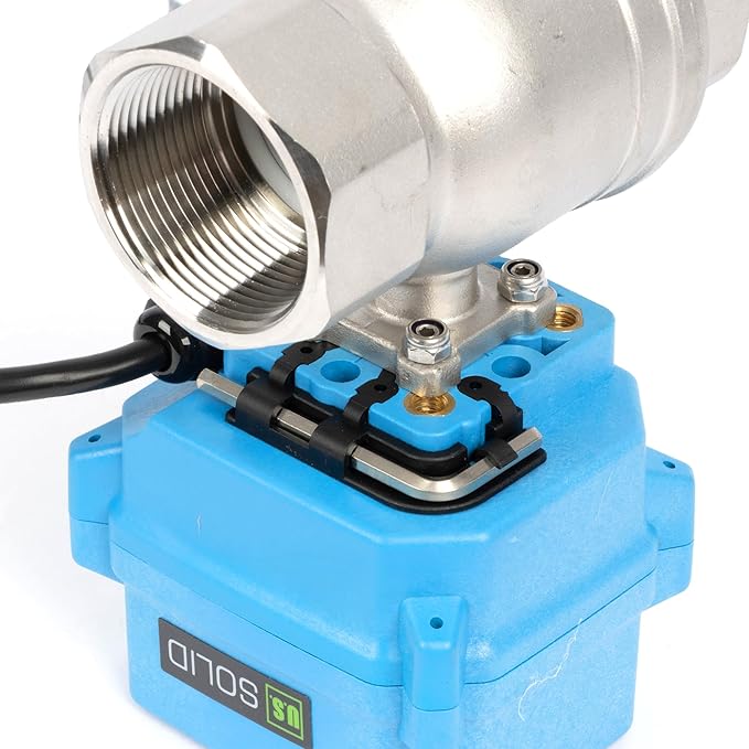 U.S. Solid 1-1/2" Motorized Ball Valve with US Plug 110VAC 304 Stainless Steel Electrical Ball Valve, Auto Return, Normally Closed, NSF Certified, IP67