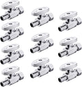 (Pack of 10) EFIELD 1/4 Turn Straight Stop Valve 3/8" OD Compression X 1/2" Crimp Barb Pex Chrome Plated Brass,(VALVE085-10PCS)