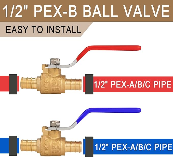 [20 Pieces] Lingmfg 1/2" PEX-B Crimp Ball Valve Shut Off Valve LING-BV1-1/2F1807-20