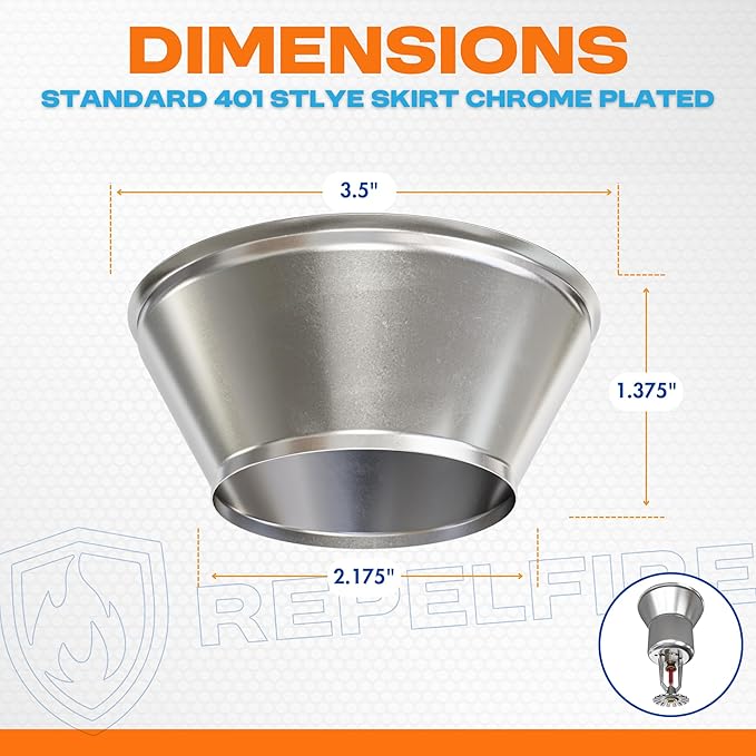 Knupp Co. Fire Sprinkler Escutcheon Skirt, Standard 401 Style Escutcheon Pendant Skirt Chrome Plated, Works with Standard 401 Style Cup and Retrofit 2 Piece Cup, Fire Sprinkler Skirt - 4 PK