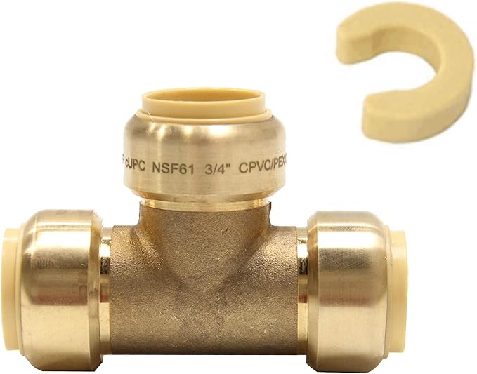 10 Pieces EFIELD 3/4 Inch Tee Push-Fit Fitting to Connect Pex, Copper, CPVC with a Disconnect Clip,(PF083)