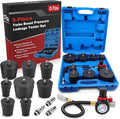 9-Piece Turbo Boost Pressure Leakage Tester Set Turbo System Leak Tester Kit with 4 Pairs of Step Adapters 1-3/8" (35mm) - 3-1/2" (90mm) and European Intake Port