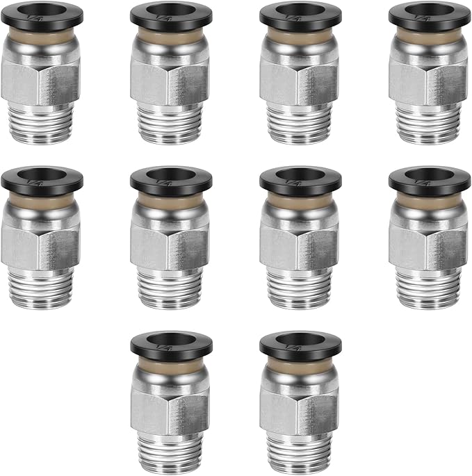 10 Pcs Push-to-Connect Fittings 1/4 Inch Tube OD x 1/8 Inch NPT Thread Pneumatic Male Straight Quick Connect Air line fittings…