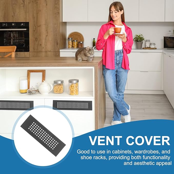 PATIKIL 6 x 2 Inch Door Air Vent Cover, 3 Pcs Aluminum Grille Ventilation Cover Louvered Diamond Hole with Mounting Screws for Cabinet Wardrobe Ceiling Door, Black