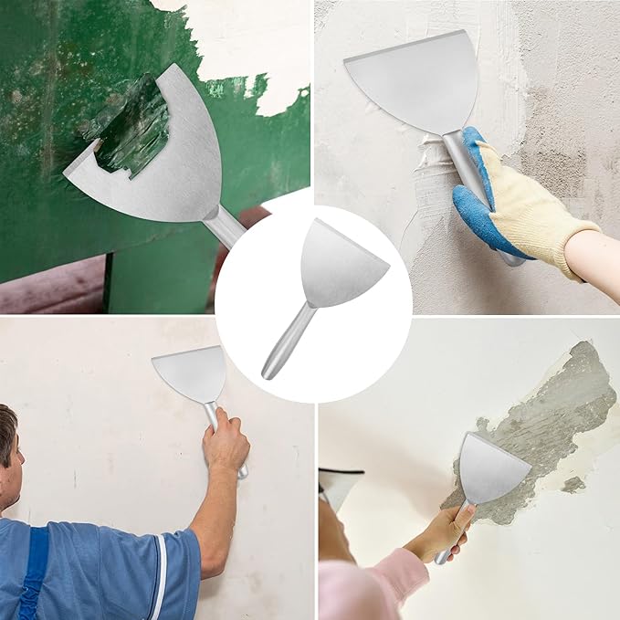 5 Pack 5 Inch Putty Knife Scraper, Putty Knife Set, Stainless Steel Putty Knife, Wallpaper Scraper Paint Scraper Tool for Spreading Drywall Spackle, Plasterboard Mud, Scraping Paint, by GENHAKON.