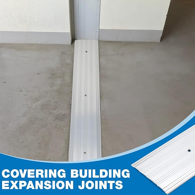 Tandefio 2 Pcs 5" x 1/4" x 72" Aluminum Door Saddle Threshold Commercial Flat-Profile Fluted for Interior Exterior Doorway Floor Seal Strip Accessibility Free Fire Weatherproof (Silver)