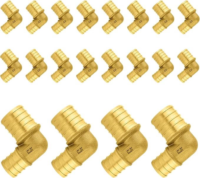 20-Pack PEX Fittings Niikappu 1"x3/4" Pex Elbow, Brass Crimp Pipe Fittings for PEX Pipes, ASTM F1807