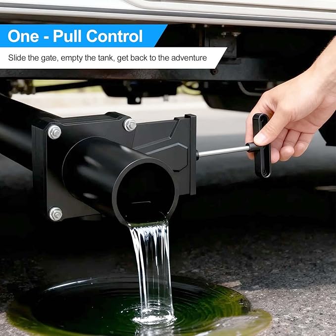 3" RV Waste Dump Gate Valve Body Black/Grey Tank Sewer Drain Knife Valve Plumbing Replacement for Campers Trailers Motorhomes