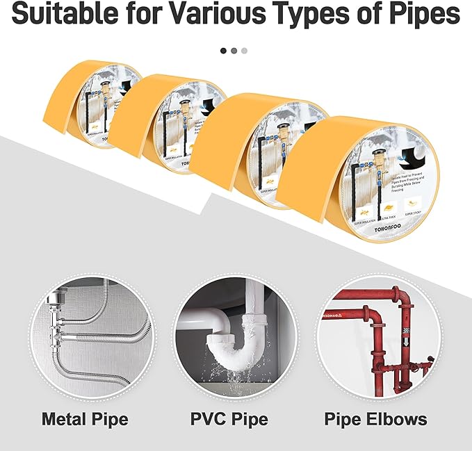 Pipe Insulation Tape, Foam Insulation Tape for Outdoor Pipes Winter Freeze Protection, Foam Pipe Insulation Wrap, Heat Tape for Water Pipes, Copper Pipes, PVC, AC Line, 2in x 15ft, Beige